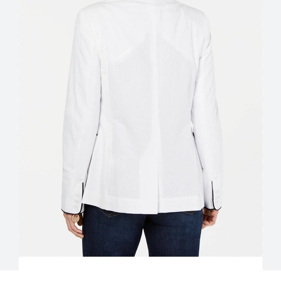 Tommy Hilfiger seersucker white blazer jacket with black piping Size 6 - Picture 2 of 13
